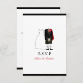 Scottish Kilt Bride & Groom Wedding RSVP - rood (Voorkant / Achterkant)