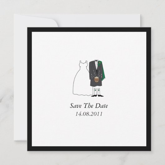 Scottish Kilt Bride & Groom Wedding Save the Date (Voorkant)