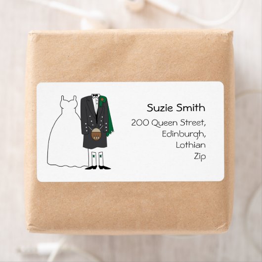 Scottish Kilt Wedding Return Address Labels (Insitu)