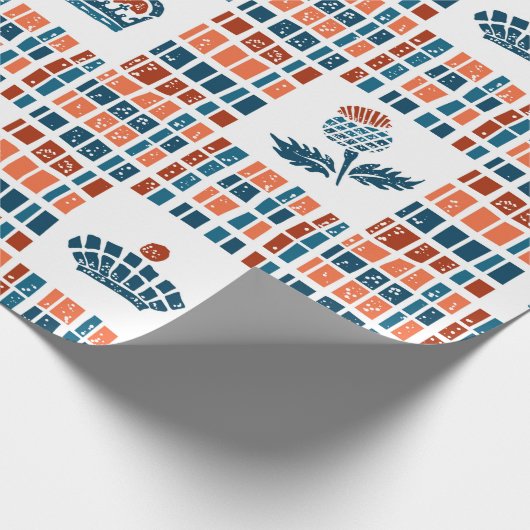 Scottish Linocut Pattern Cadeaupapier (Hoek)