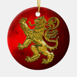 Scottish Lion Gold Red Keramisch Ornament