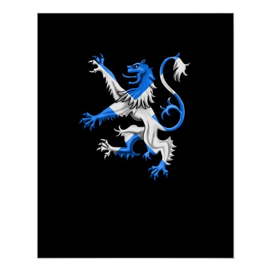Scottish Lion in St. Andrew's kleuren Perfect Poster (Voorkant)