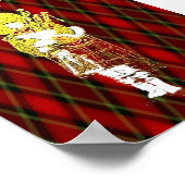 Scottish Lion, Thistle, Flag en Piper op Red Tarta Poster (Hoek)