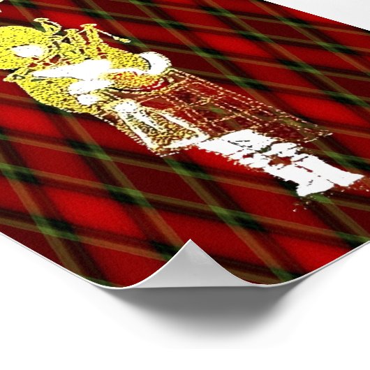 Scottish Lion, Thistle, Flag en Piper op Red Tarta Poster (Hoek)