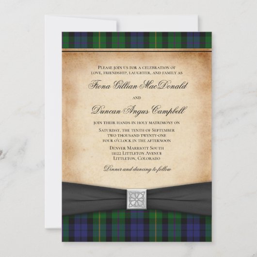 Scottish MacBride Tartan Wedding Invitation Kaart (Voorkant)