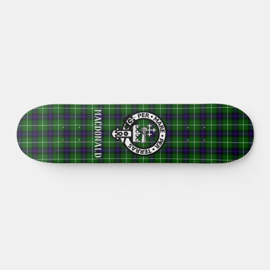 Scottish MacDonald Tartan & Crest Badge Persoonlijk Skateboard (Horizontaal)