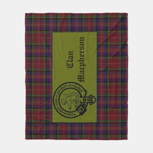Scottish Macpherson Crest Badge en Tartan Fleece Deken (Voorkant)