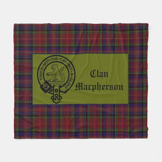 Scottish Macpherson Crest Badge en Tartan Fleece Deken (Voorkant (Horizontaal))
