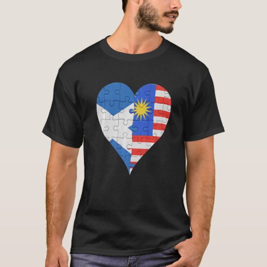 Scottish Malaysian Flag Heart T-shirt (Voorkant)