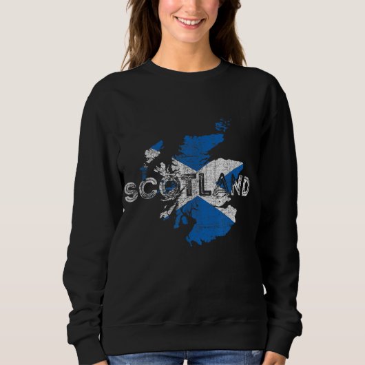 Scottish Map en Flag Souvenir - Distress Scotla Trui (Voorkant)