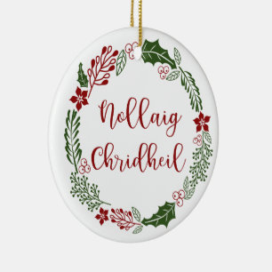 Scottish Merry Kerstmis Wreath, Nollaig Chridheil Keramisch Ornament