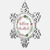 Scottish Merry Kerstmis Wreath, Nollaig Chridheil Tin Sneeuwvlok Ornament (Rechts)