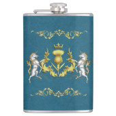 Scottish Personalized Gold Thistle Blue Heupfles (Voorkant)