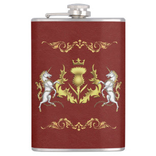 Scottish Personalized Gold Thistle Red Heupfles