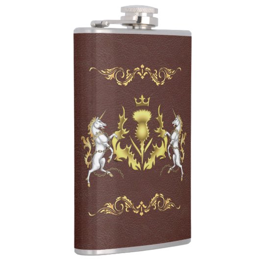 Scottish Personalized Golden Thistle Heupfles (Rechts)