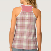 Scottish Pink and White Tartan Women's Tanktop