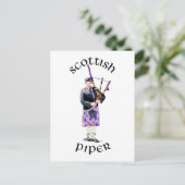 Scottish Piper - Paars Briefkaart (Staand voorkant)