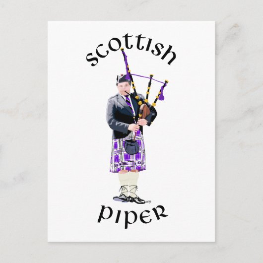 Scottish Piper - Paars Briefkaart (Voorkant)