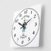 Scottish Piper - Turquoise Pset Vierkante Klok (Hoek)