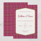 Scottish Primrose Tartan Invitation Kaart (Voorkant / Achterkant)