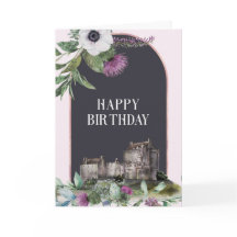 Scottish Purple Flowers Castle Birthday
