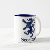 Scottish Rampant Lion Navy Blue Tweekleurige Koffiemok (Voorkant rechts)