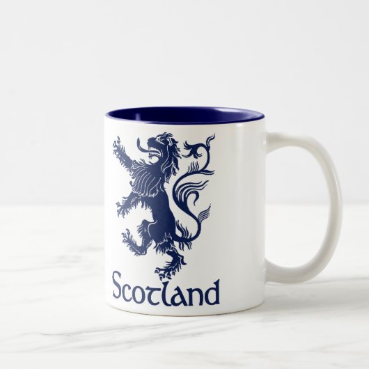 Scottish Rampant Lion Navy Blue Tweekleurige Koffiemok (Rechts)