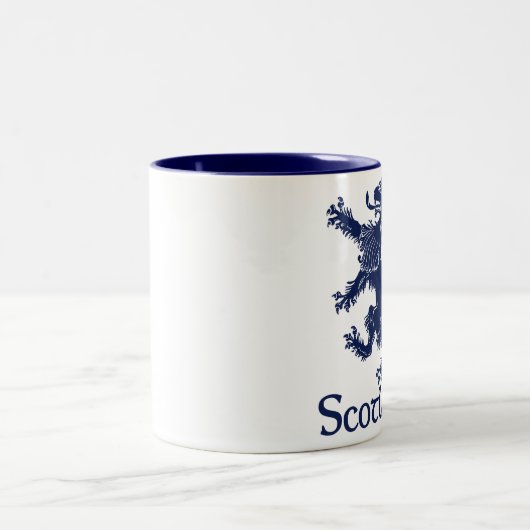 Scottish Rampant Lion Navy Blue Tweekleurige Koffiemok (Center)