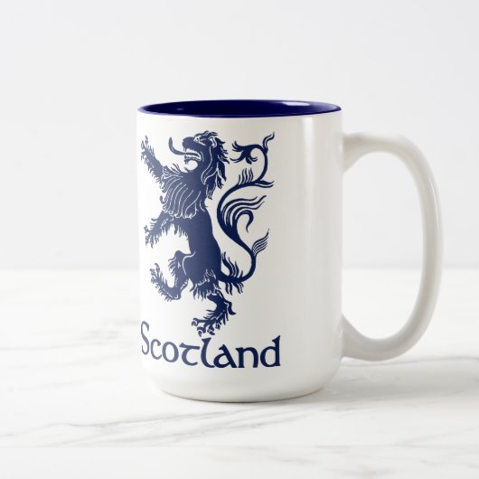 Scottish Rampant Lion Navy Blue Tweekleurige Koffiemok (Rechts)