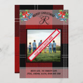 Scottish Ramsay Clan's Red Black Tartan Xmas Kaart (Voorkant / Achterkant)