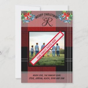 Scottish Ramsay Clan's Red Black Tartan Xmas Kaart