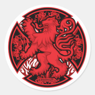 Scottish Red Lion Cross Ronde Sticker