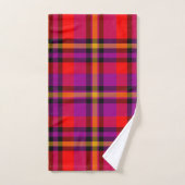Scottish Red Paars Oranje Tartan Pset Pattern Bad Handdoek (Handdoek)