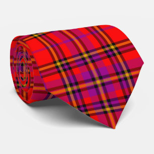 Scottish Red Paars Oranje Tartan Pset Pattern Stropdas