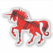Scottish Red Pset Tartan Unicorn Silhouette Cool Sticker (Voorkant)