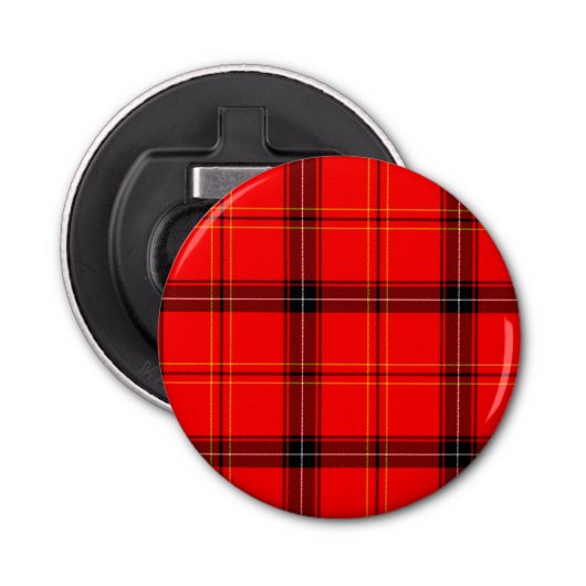 Scottish Red Tartan Button Flesopener (Voorkant)
