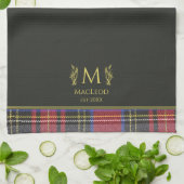 Scottish Red Tartan Gepersonaliseerde Aangepaste N Theedoek (Gevouwen)