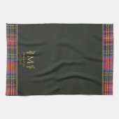 Scottish Red Tartan Gepersonaliseerde Aangepaste N Theedoek (Horizontaal)