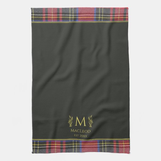 Scottish Red Tartan Gepersonaliseerde Aangepaste N Theedoek (Verticaal)
