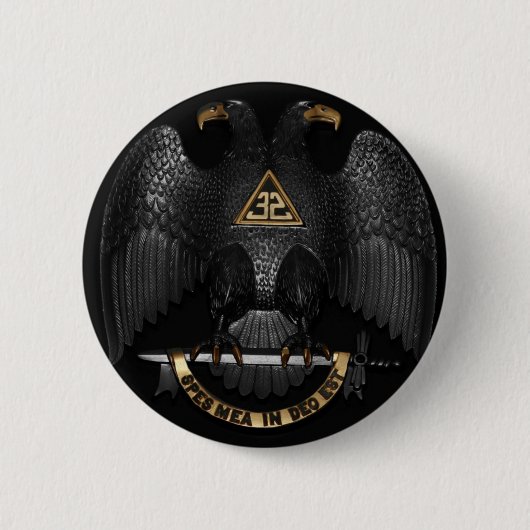 Scottish Rite 32 Degree Mason Eagle Ronde Button 5,7 Cm (Voorkant)