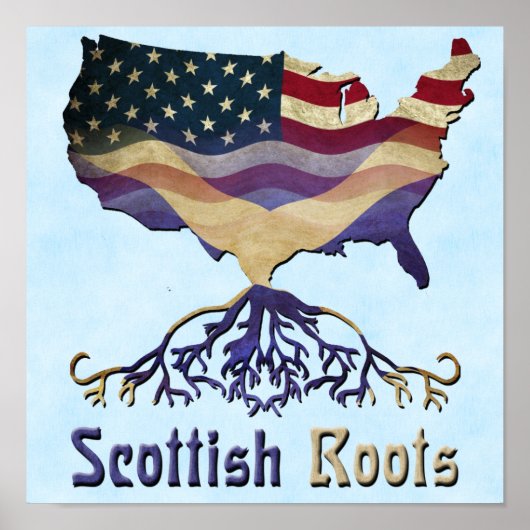 Scottish Roots, American Map Poster Print (Voorkant)