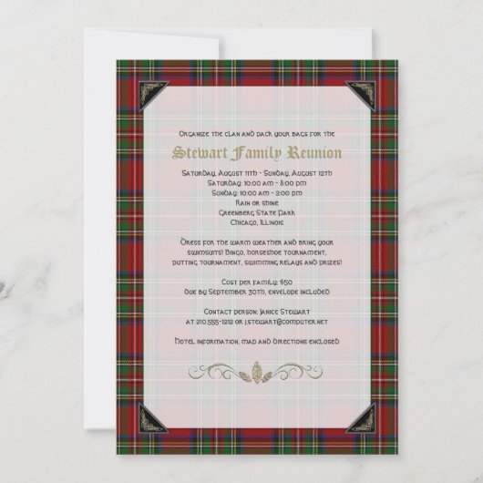 Scottish Royal Stuart Tartan Family Reunion Kaart (Voorkant)