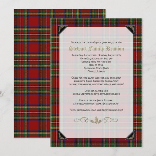 Scottish Royal Stuart Tartan Family Reunion Kaart (Voorkant / Achterkant)