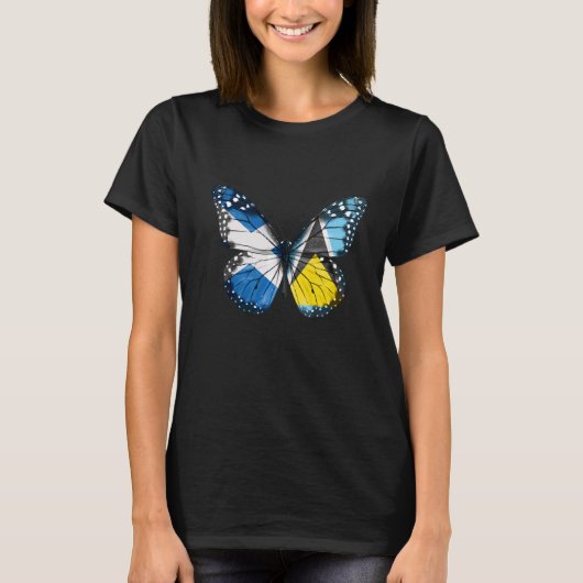 Scottish Saint Lucian Flag Butterfly T-shirt (Voorkant)