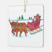 Scottish Santa met Highland Koe sleigh Keramisch Ornament (Links)