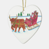Scottish Santa met Highland Koe sleigh Keramisch Ornament (Links)