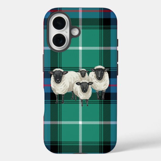 Scottish Sheep on Tartan Background Phone Cover (Achterkant)
