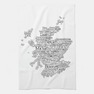 Scottish Slang Word Map Kitchen Towel Theedoek