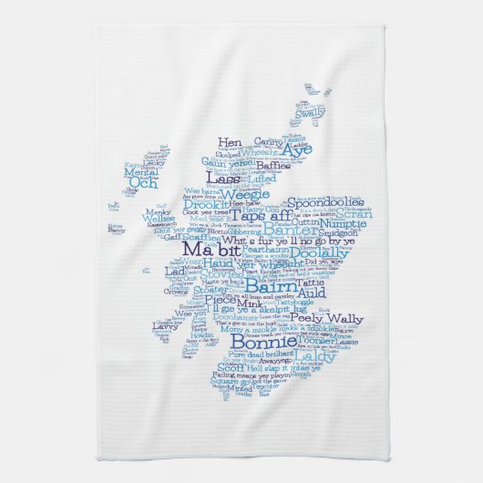 Scottish Slang Word Map Kitchen Towel Theedoek (Verticaal)