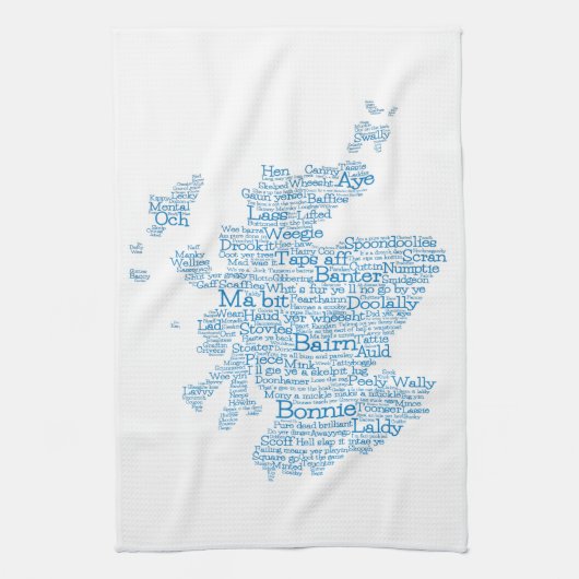 Scottish Slang Word Map Kitchen Towel Theedoek (Verticaal)